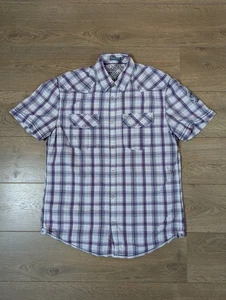 Point Zero Black Label Snap Button Mens Shirt Medium Western Trucker Check - Picture 1 of 10