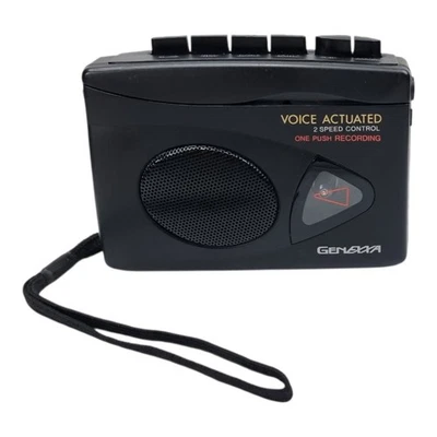 Vintage Genexxa Voice Actuated Cassette Tape Recorder Black Speed Control Works - image 1 of 4