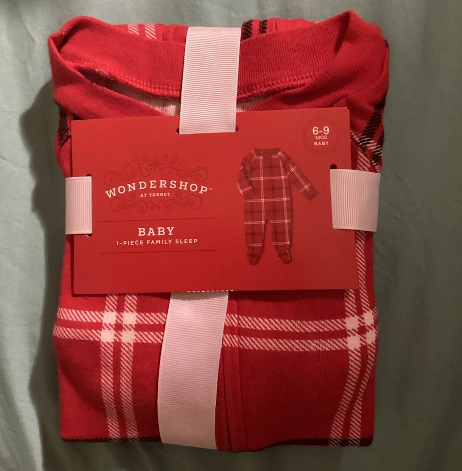 BABIE'S WONDERSHOP AT TARGET RED PLAID ONE PIECE PAJAMAS-6-9 MOS-W/TAGS