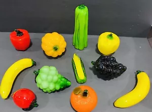 VINTAGE KONVOLUT (11) MUNDGEBLASENES KUNSTGLAS GROSS MURANO ART OBST & GEMÜSE - Bild 1 von 12