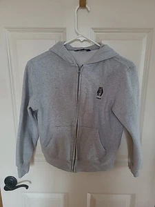 POLO Ralph Lauren Boy’s Gray Polo Teddy Bear Football Fleece Full Zip Hoodie M - Picture 1 of 4