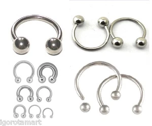 Body Piercing Jewelry Silver Steel Horseshoe Bar - Lip Nose Septum Ear Ring  - Picture 1 of 2