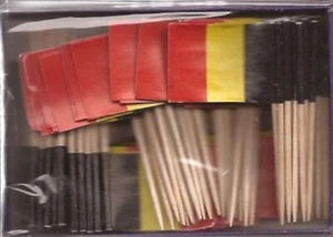Una caja de 100 banderas palillos de dientes de Belguim, 100 mini banderas internacionales pequeñas - Imagen 1 de 1