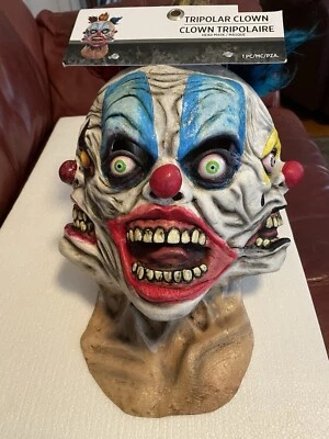 Tripolar Clown Costume Mask/Latex Adult Size/ Halloween,Cosplay,Parties - Image 1 of 4