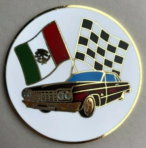 Lowrider Hydraulic Dayton Flag and Impala Metal Chip Emblem | Gold | 4pc - Picture 1 of 3