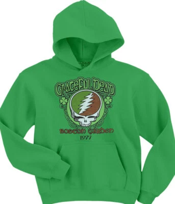 GRATEFUL DEAD-SHAMROCK 77-Boston Garden-JERSEY SUDADERA CON CAPUCHA-Talla 4X Garcia, Wier, Lesh Foto 1 de 2