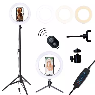Ring Light With Stand Phone Holder Bluetooth Selfie LED 10 Inch Light Tripod UK • 24.24£