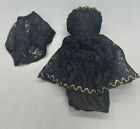 Vintage Barbie or Clone Black Gold Lace Dress Strapless With Shawl Hong Kong