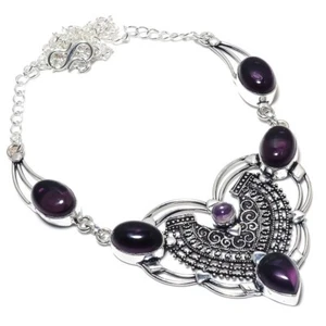 Purple Amethyst Gemstone Handmade 925 Sterling Silver Jewelry  Necklaces Sz 18" - Picture 1 of 1
