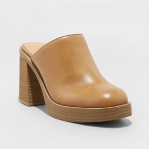 NEW Women's Tess Platform Mule Heels - Universal Thread Color Tan Size 8.5 - Picture 1 of 3