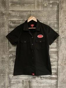 Dickies Girls Button Up Collared Mechanic Shirt Black Teen Girls Size Large EUC - Picture 1 of 16
