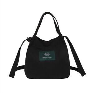 Canvas Shoulder Bag Handbag Women Backpack Black Crossbody Messenger Bags Purse 