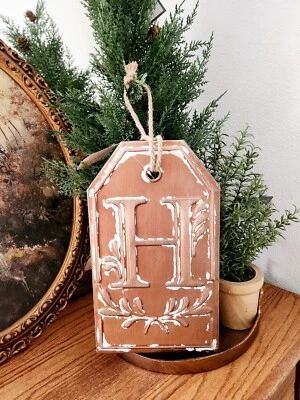 NEW Ashland Wall Decor Distressed Bronze Copper H Initial Plaque Hanging 7"x12" - Image 1 of 2