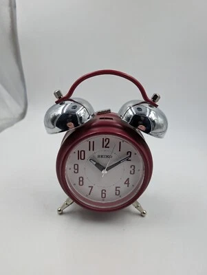 Seiko QHK051R Large Bell Lumibrite Hands Alarm Clock with Snooze Arabic Numerals - Image 1 of 4