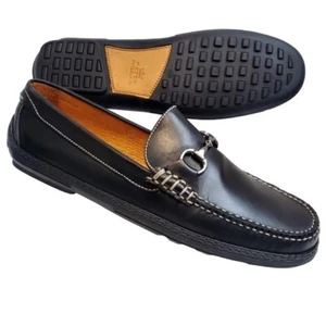 Peter Millar Black Shoes Men's 12.5 W Loafers Driving Slip-On Leather Horsebit - Picture 1 of 16