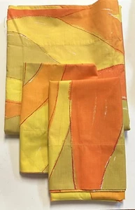 Vtg Vera Neumann 3 Pc Full Flat Sheet & 2 Pillowcases Retro Orange Yellow Green - Picture 1 of 11