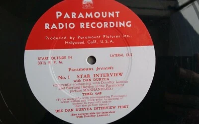 Dorothy Lamour  - Paramount Pictures Radio Recording #RR-16541 “Manhandled”  - Image 1 of 4