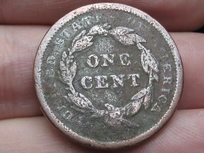 1842 Braided Hair Large Cent Penny, Small Date, Good Details - Image 1 of 4