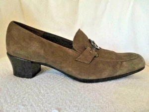 Munro American Marrón Gamuza Tacón Caballo Mocasín Zapatos Mujer 7 M Delantal Informal - Imagen 1 de 10