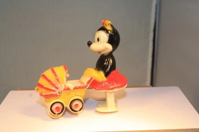 Vintage Ramp Walker Disney MINNIE MOUSE with stroller baby carriage 1960s - Image 1 of 4