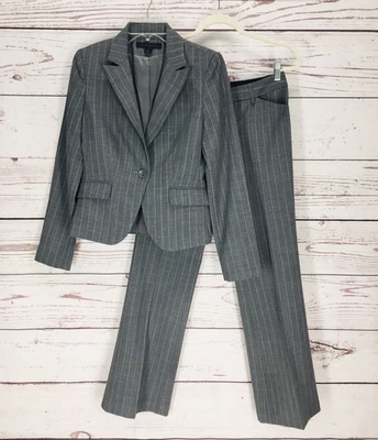 Conjunto de terno calça blazer Express feminino 2 listras cinza prata forradas carreira empresarial - Imagem 1 de 4