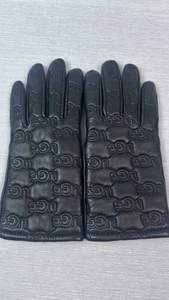 UGG Stitched Classic Logo Gloves Leather Women’s Black Size S - Picture 1 of 9