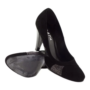 Zapatos de salón Edeo para mujer de cuero negro con hilo plateado - Imagen 1 de 6