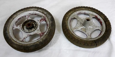 2 anciennes  roue aluminium chariot equipement industriel atelier usine - Photo 1/3