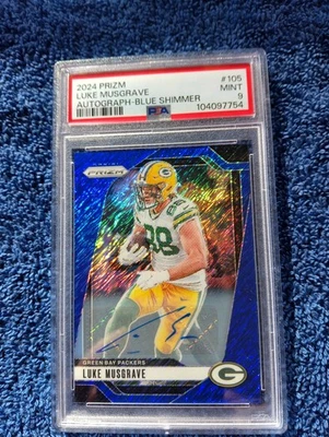 2024 Panini Prizm Packers Luke Musgrave Auto Autograph PSA Graded Mint 9 05/25 - Image 1 of 2
