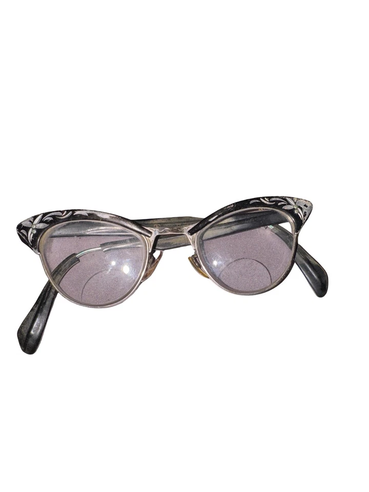 Gafas de ojo de gato retro vintage blancas y doradas años 50 60 mediados de siglo ópticas modernas Foto 1 de 4