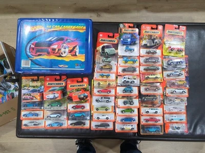 Vintage Hot Wheels 48 Car Carry Case with 48 New Sealed Matchbox Lot Of Cars - Image 1 of 4