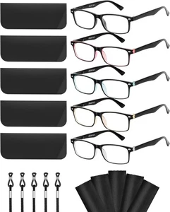 LADEESSE 5er Pack Lesebrille für Damen - Blaulicht 5er Pack Farbe Schwarz - Bild 1 von 6