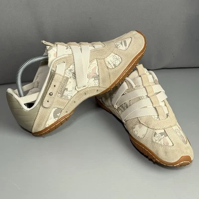 Diesel Moslette Y2K Beige Print Trainers Women’s 9.5 Gum Sole Taupe Heel - Image 1 of 4