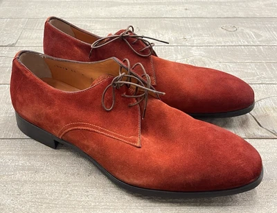 NEW Santoni Suede Leather Oxford Shoes In Burn Orange Size:8 - Image 1 of 4
