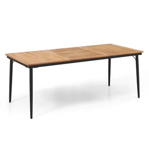 79" Outdoor Dining Table for 8 Acacia Wood Patio Table with 1.9" Umbrella Hole - Picture 1 of 10