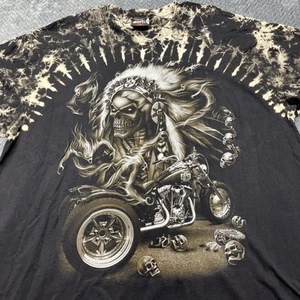 Skull Shirtz Men 2XL Shirt Motorcycle Skelton Double Side studded Chopper - Picture 1 of 10