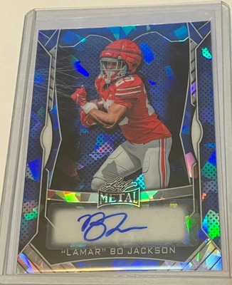 Hoja de metal Lamar Bo Jackson 2025 azul automático #'ed 4/30 ¡Estado de Ohio! Foto 1 de 2