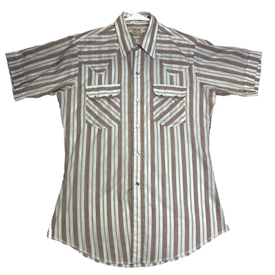 DEE CEE BRAND Shirt Size 15 off white southwestern Sawtooth Pearl Snap USA 70s - Image 1 of 4