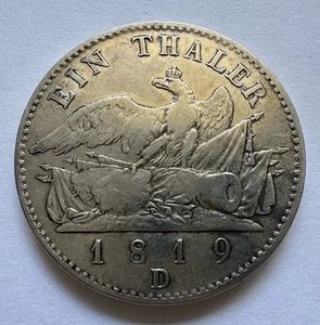 1 Taler 1819 D Kanonentaler Preußen Friedrich Wilhelm III Silber Münze (1123) - Bild 1 von 5