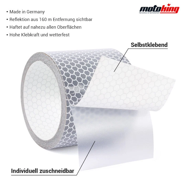 Reflektorband Wabenmuster 5cm weiß 3m 10m 20m 50m Auto, Motorrad, Fahrrad, Boot - Bild 1 von 4