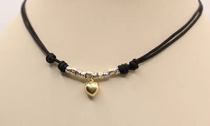 COLLANA DODO STYLE PEPITE CHARM CUORE MM 8 CUOIO CERATO CHIUSURA SCORREVOLE EXPL - Foto 1 di 4