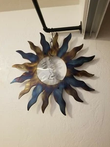 Metal Sun wall art large sun and moon wall Sculpture outdoor patio deck porch - Picture 1 of 3
