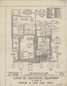 Original Lucas Wiring Diagram for the 1946- 47 Daimler 2.5 Litre - Picture 1 of 1