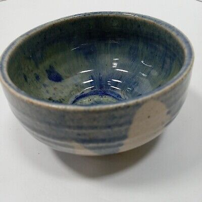 Studio Hand Thrown Pottery Art Bowl Blue Green Drip Glaze Signed Karen 2001 • 19.95€