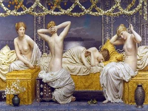 Noche de verano chicas desnudas por A. Moore azulejo mural cocina salpicadero cerámica 10x8 - Imagen 1 de 3