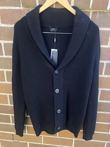 SABA Men's Black Shawl Neck Jumper In Black - Picture 1 of 2