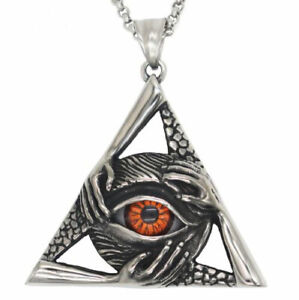 Mens Illuminati Egyptian All Seeing Eye Necklace Pendant Stainless Steel