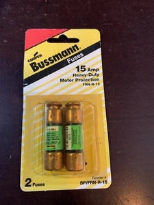 FUSES 15-amp Heavy-Duty Motor Protection 2-pack Cooper Bussmann BP/FRN-R-15 - Picture 1 of 2