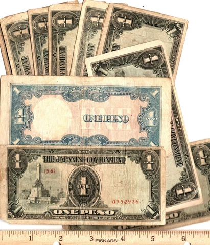 ONE PESO PHILIPPINES JAPANESE INVASION MONEY WWII (1) FROM HOARD Cover