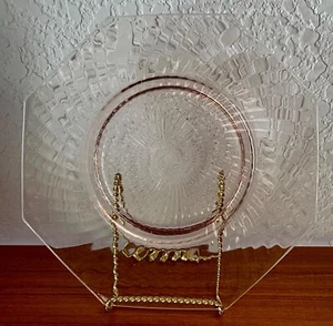 Vintage Depression Glass 7-3/4" Octagon Pink Swirl Salad/Side/Dessert Plate - Picture 1 of 10